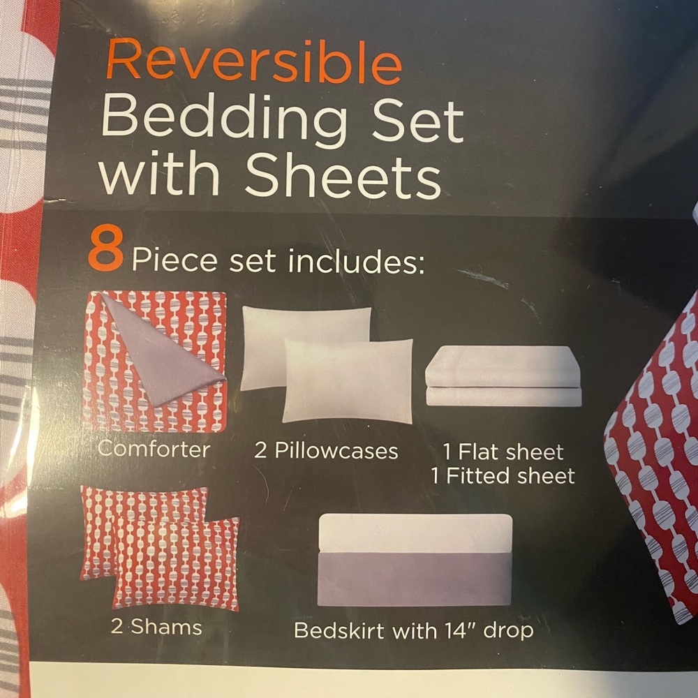 8 piece red bedding set